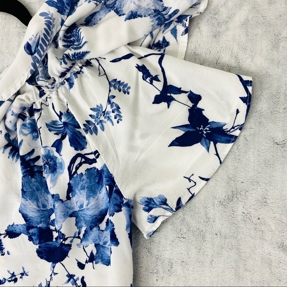 Suzy Shier Floral Ruffle Summer Top Cap Sleeves - Picture 4 of 7